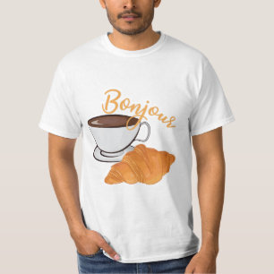 Bonjour Croissant Coffee Breakfast - Franse Cafe T-shirt