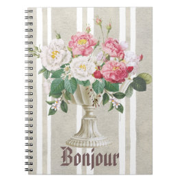 Bonjour cute rustic and romantic botanical French Notitieboek