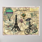 Bonjour de Paris Map Art Print (Voorkant)