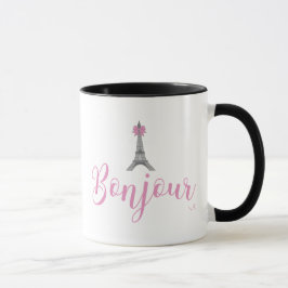 Bonjour-Eiffel Tower Bow Unieke Mok