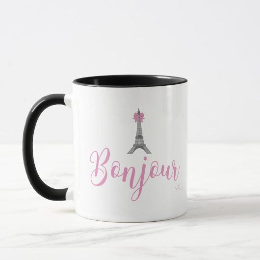 Bonjour-Eiffel Tower Bow Unieke Mok (Links)