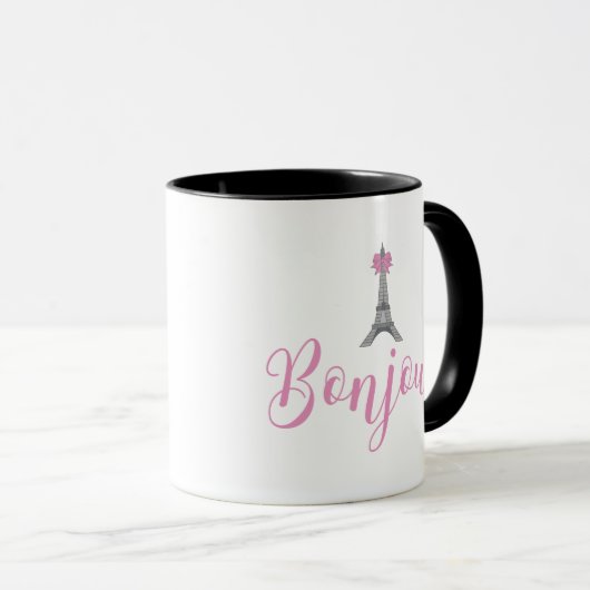 Bonjour-Eiffel Tower Bow Unieke Mok (Voorkant rechts)