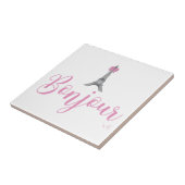 Bonjour-Eiffel Tower Bow Unieke Tegeltje (Zijkant)