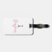 Bonjour-Eiffel Tower Pink Bow Bagagelabel (Achterkant horizontaal)