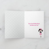 Bonjour Eiffel Tower, Poodle and Girl Birthday Kaart (Binnen)