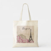 Bonjour  Eiffeltoren collage met bloemen Tote Bag (Achterkant)