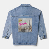 Bonjour Eiffeltoren Parijs Frankrijk Denim Jacket (Achterkant)
