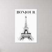 Bonjour Eiffeltoren - Parijse Chic gestrekt Canvas Afdruk (Voorkant)