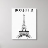 Bonjour Eiffeltoren - Parijse Chic gestrekt Canvas Afdruk (Voorkant)