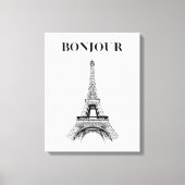 Bonjour Eiffeltoren - Parijse Chic gestrekt Canvas Afdruk (Voorkant)