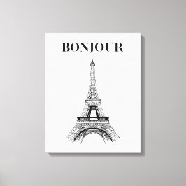 Bonjour Eiffeltoren - Parijse Chic gestrekt Canvas Afdruk
