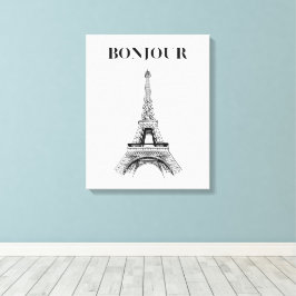 Bonjour Eiffeltoren - Parijse Chic gestrekt Canvas Afdruk