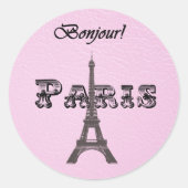  Bonjour Eiffeltoren Ronde Sticker (Voorkant)