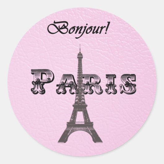 Bonjour Eiffeltoren Ronde Sticker (Voorkant)
