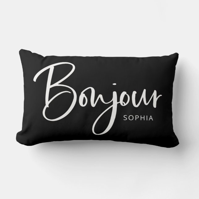 Bonjour | Elegant en modern Frans script Kussen (Voorkant)