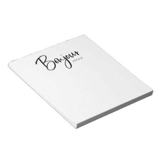 Bonjour | Elegant en modern Frans script Notitieblok (Schuin)