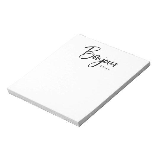 Bonjour | Elegant en modern Frans script Notitieblok (Linkerzijde)