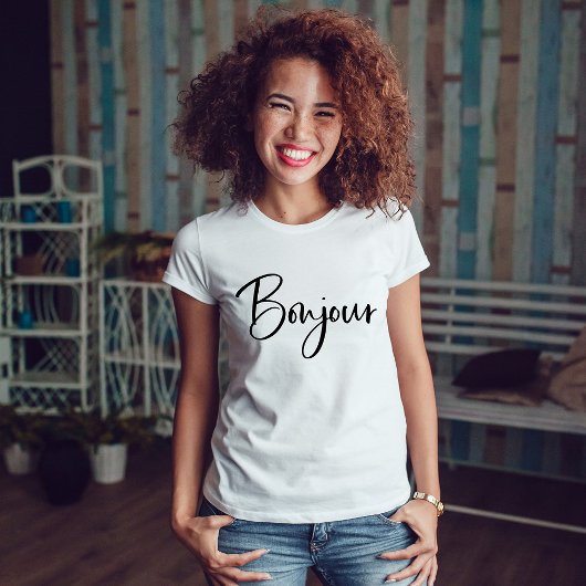 Bonjour | Elegant en modern Frans script T-shirt