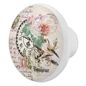 Bonjour elegant frenchy rustic paper Botanical Keramische Knop (Rechts)