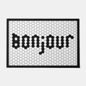 Bonjour Faux Hex Tile Black & White Deurmat (Voorkant)
