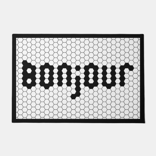 Bonjour Faux Hex Tile Black & White Deurmat (Voorkant)