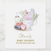 Bonjour Floral Macarons Milk Tea Baby shower Wijn Etiket (Enkel label)