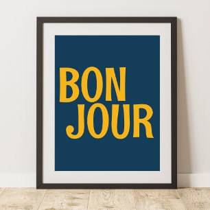 Bonjour Frans Goede Dag Schattige Kleurrijke Poste Poster