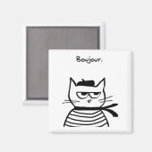 Bonjour Franse kat Grappig Magneet (Voorkant / Achterkant)