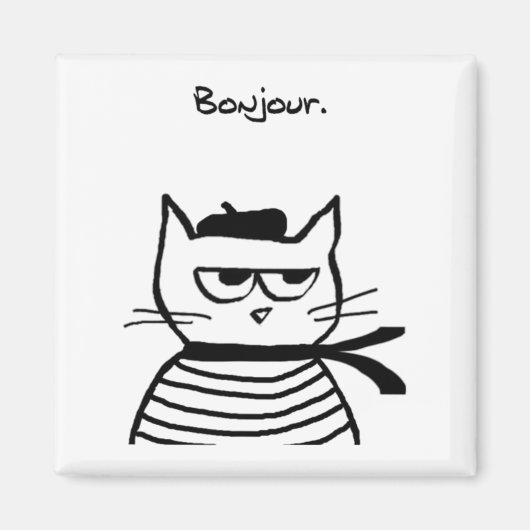 Bonjour Franse kat Grappig Magneet (Voorkant)