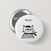Bonjour Franse kat Grappig Ronde Button 5,7 Cm (Voorkant /achterkant)