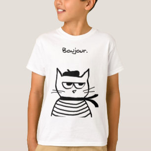 Bonjour Franse kat Grappig T-shirt