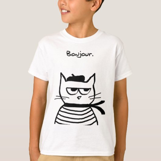 Bonjour Franse kat Grappig T-shirt (Voorkant)
