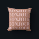 Bonjour | Franse typografie Terracotta en Blush Kussen<br><div class="desc">Minimalistisch Modern French Bonjour in Terracotta en Blush Sierkussen</div>