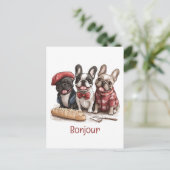 Bonjour French Bulldogs Briefkaart (Staand voorkant)