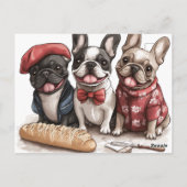 Bonjour French Bulldogs Briefkaart (Achterkant)
