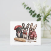 Bonjour French Bulldogs Briefkaart (Staand voorkant)