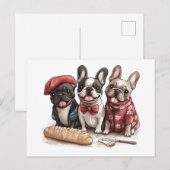 Bonjour French Bulldogs Briefkaart (Voorkant / Achterkant)