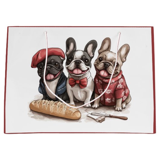 Bonjour French Bulldogs Groot Cadeauzakje (Voorkant)