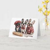 Bonjour French Bulldogs Kaart (Gele Bloem)