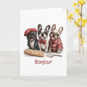 Bonjour French Bulldogs Kaart (Gele Bloem)