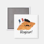 Bonjour French Croissant - France Funny Food Magneet (Voorkant / Achterkant)