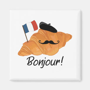 Bonjour French Croissant - France Funny Food Magneet