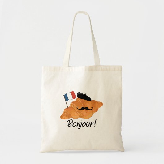 Bonjour French Croissant - France Funny Food Tote Bag (Voorkant)