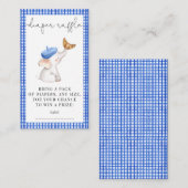 Bonjour French Gingham Blue Diaper Raffle Informatiekaartje (Voorkant / Achterkant)