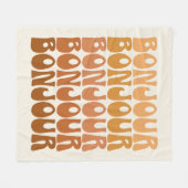 Bonjour French Hallo Groovy Brown Typografie Fleece Deken (Voorkant (Horizontaal))