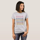 Bonjour French Hallo Pastel Typography Artwork T-shirt (Voorkant volledig)