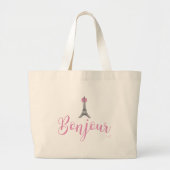 Bonjour-gray-Eiffel-tower-roze-boog2 Tote Bag (Voorkant)