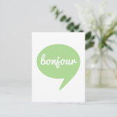 bonjour green speech bubble, French word art Briefkaart (Staand voorkant)