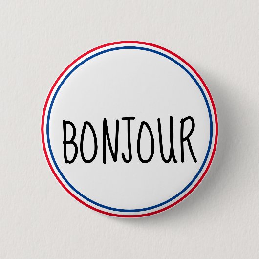 Bonjour Hallo En Francais Ronde Button 5,7 Cm (Voorkant)