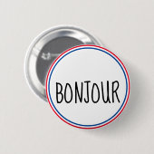 Bonjour Hallo En Francais Ronde Button 5,7 Cm (Voorkant /achterkant)